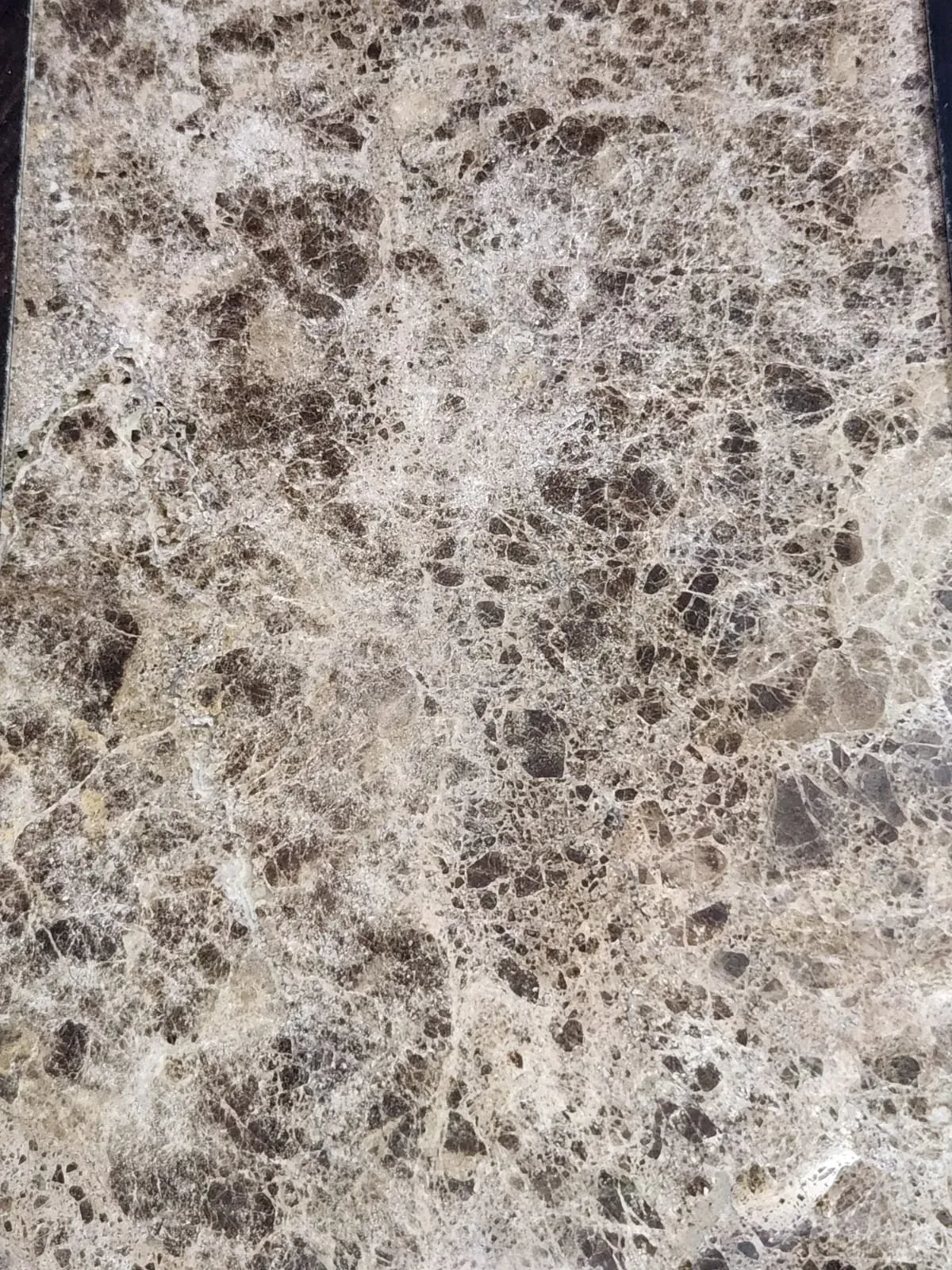 Polished slab of Emperador Dark marble in brown tones